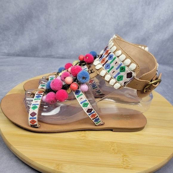Mix No 6 Pompom Boho Fun Colorful beach comfy lightweight sandal Size 8‎ Women - Picture 4 of 14
